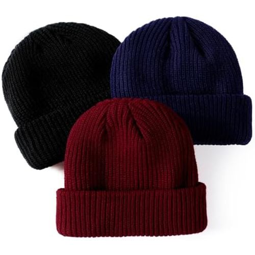 Glooarm 3 Pack Baby Beanie Toddler Boys Girls Beanie Knit Warm Winter Hats Newborn Infant Cuffed Caps, 0-5 Years