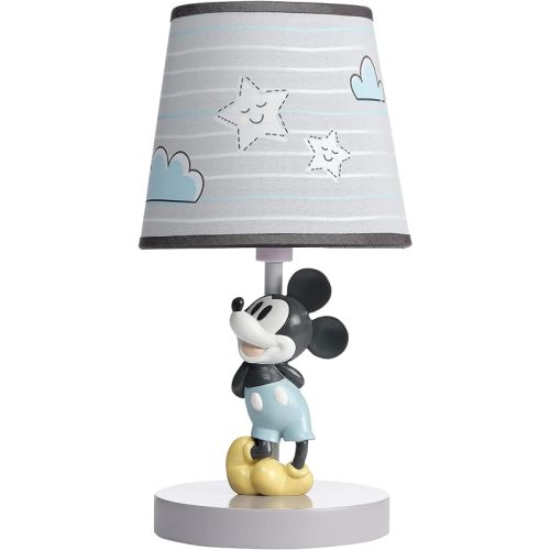 Lambs & Ivy Disney Baby Moonlight Mickey Mouse Lamp with Shade & Bulb - Gray