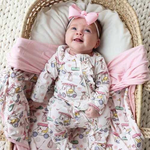 Country Club Cuties Ruffle Zipper Footie | Pink