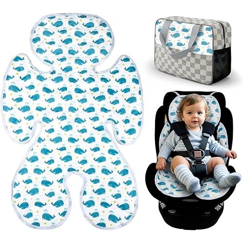 KAKIBLIN Baby Car Seat Cooling Pad,Universal Double Sided Ice Car Seat Cooler Pad for Baby Children and Kids,Durable Gel Babies Cooling Mat Cushion for Stroller,Chair,Keep Cool in Summer (Blue Whale)