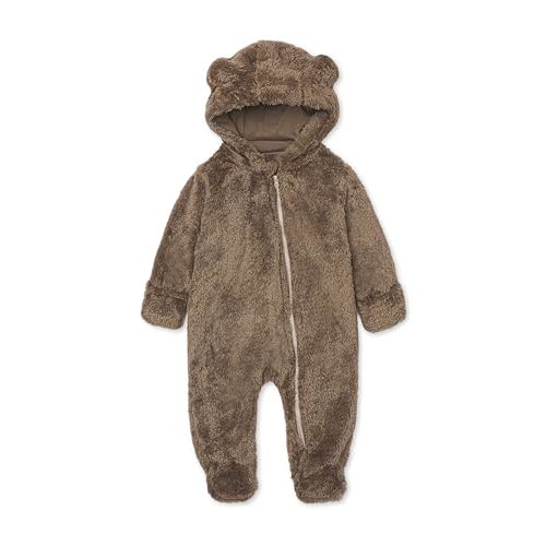 Baby Plush Long Sleeve Polar Fleece Jumpsuit With Bear Ears Baby Fleece Hooded Jumpsuit Infant Winter Outfit