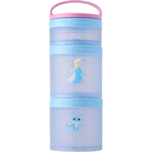 Whiskware Disney Princess Frozen, Stackable Snack Containers for Kids, 3 Stackable Snack Cups for School or Travel, Formula and Cupholder Friendly, Elsa and Bruni