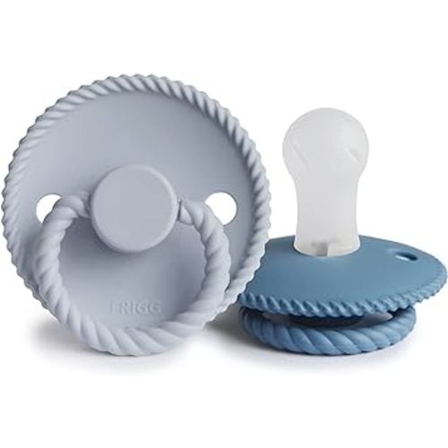 Frigg Rope SilkySoft Silicone Baby Pacifier | Made in Denmark | BPA-Free (Ocean View/Powder Blue, 0-6 Months)