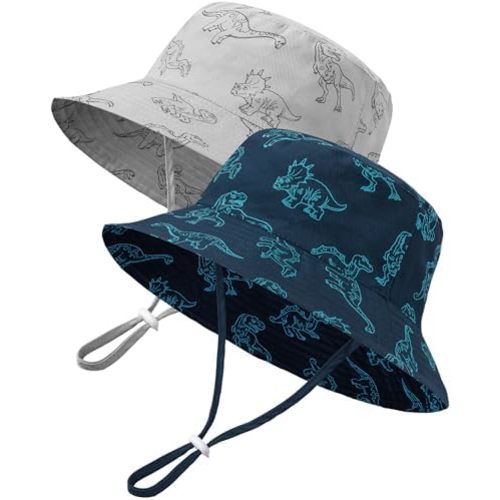 Baby Sun Hat Kids Summer UPF 50+ Toddler Bucket Hat Wide Brim Adjustable Beach Hats for Boys Girls Age 0-6 Years