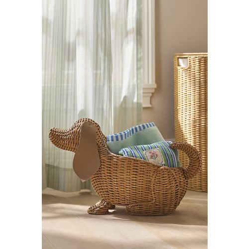 Basset Hound Dog Woven Wicker Basket
