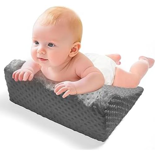 Baby Tummy Time Prop for Neck and Shoulder Strength Growth, Memory Foam Nursery Support for Infant Baby Washable Removable Cover