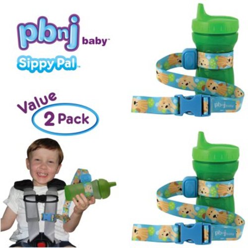 PBnJ Baby SippyPal Sippy Cup Holder Strap Leash Tether (Puppy 2-Pack)