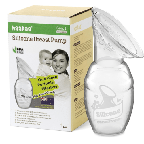 haakaa Manual Breast Pump for Breastfeeding, Silicone, Clear 4oz/100ml