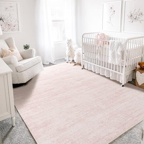 BILEEHOME Abstract Pink Area Rugs 5x8 for Living Room,Washable Non Slip Rug for Bedroom Kids Room
