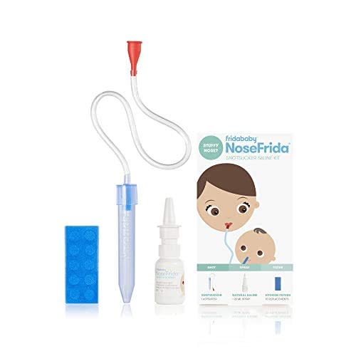 Baby Nasal Aspirator NoseFrida The Snotsucker with 10 Extra Hygiene Filters and All-Natural Saline Nasal Spray by Frida Baby