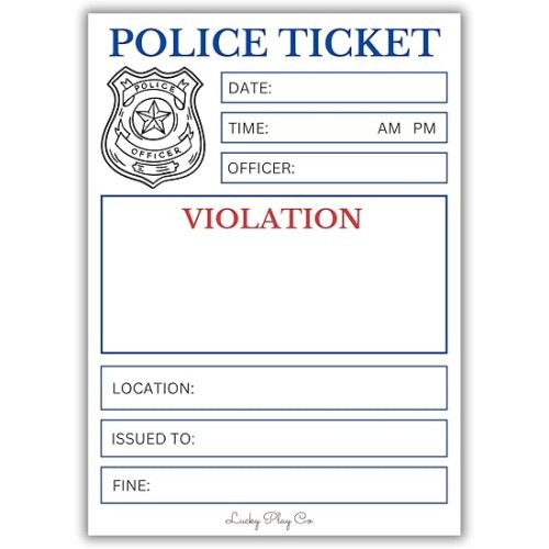 Police Officer Play Notepad for Kids – Pretend Police Law Enforcement Ticket Imaginative Role-Play Playtime Pad – Large 5x7” Notepad, 25 Pages, Made in USA