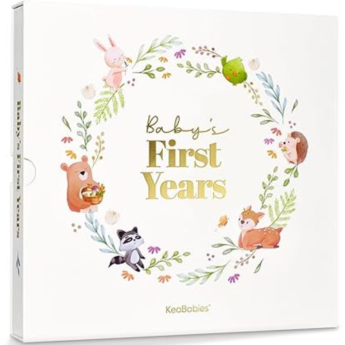 Keepsake Baby Memory Book, Girl, Boy - Beautiful First 5 Year Journal Book, 100 Pages Newborn Milestone Scrapbook, From Pregnancy to Age 5, First Time Mom Gifts for Baby Shower, Gender Neutral (Muse)