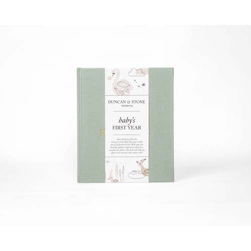 Sage Green Baby's First Year Memory Book & Baby Photo Album – Duncan & Stone Paper Co.