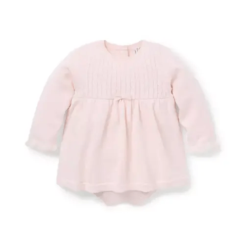 Janie and Jack Baby Pearl Pink Baby Cable Knit Romper