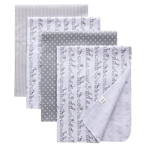 Gina Era Flannel Receiving Blankets, Baby Swaddle Blankets 100% Cotton 4 Pcs One Size 30 X 30 Inch for Baby Boy or Baby Girl (Style10)