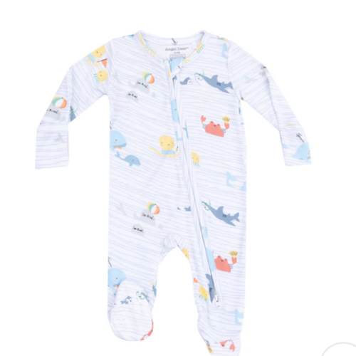 2 Way Zipper Footie - Sea Stripes – Angel Dear