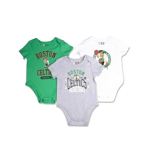 Ultra Game Unisex NBA Official Baby Super Soft Cotton 3 Pack Baby Creeper Bodysuit