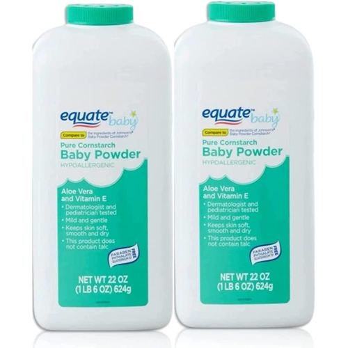 Pure Cornstarch Baby Powder Aloe and Vitamin E (22 oz - 2 Pack)