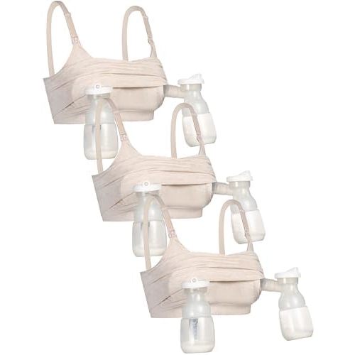 GXXGE 3Pack Hands Free Pumping Bra, Adjustable Pumping & Nursing Bra with EasyClip for All Breast Pumps Cotton Sleep Bra