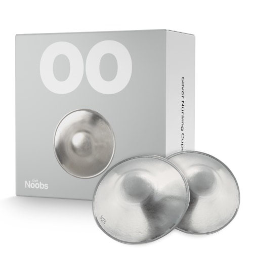 Love Noobs Silver Nursing Cups, Soothing Nipple Shields for Nursing Newborn Babies, Nickel-Free, Pure Silver, Breastfeeding Essential Nursing Accessory with Pouch, X-Large, 2 Pieces