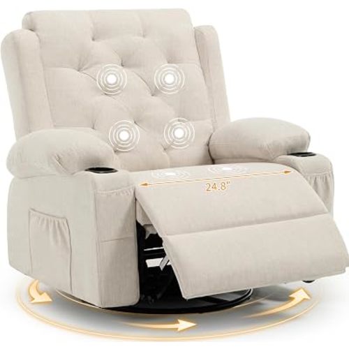 Extra Wide Swivel Rocker Recliner Oversized Nursery Rocking Glider Chair