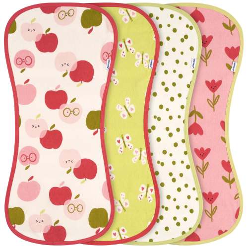 4-Pack Baby Girls Apples Burp Cloths