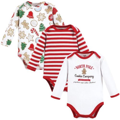 Touched by Nature Unisex Baby Organic Cotton Long-Sleeve Bodysuits, Christmas Cookies, Size: 6-9months