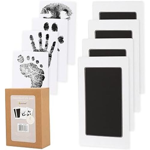 Pearhead 4-Pack Clean-Touch Ink Pad Kit, Mess-Free Inkless Hand and Footprint Kit, Baby Foot Printing Kit, Cat and Dog Paw Print Kit, Suitable for Babies and Pets