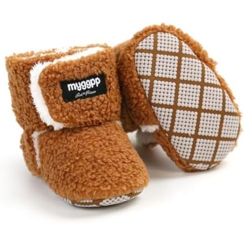 Ohwawadi Infant Baby Boots Boys Girls Cozy Fleece Slippers Snow Boots Winter Baby Girl Shoes Warm Baby Crib Footwear for Newborn Toddlers