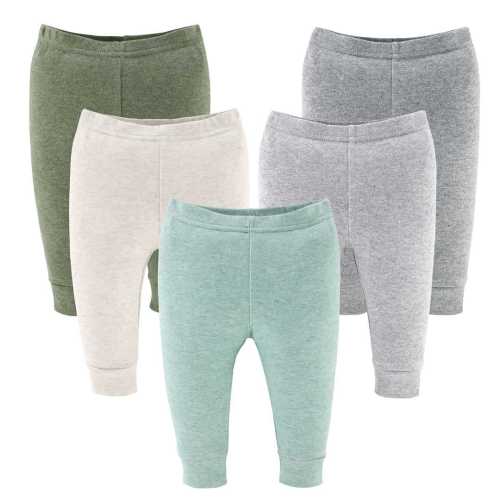 Soft Heather Neutrals Baby Pants, 5-Pack, Newborn to 24 Months