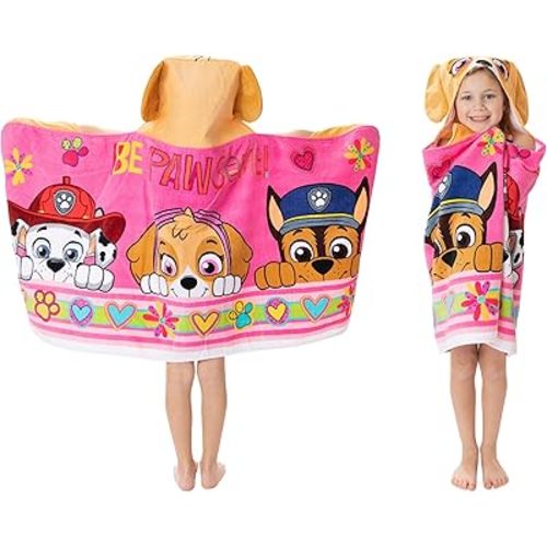 Franco Paw Patrol Pink Bath/Pool/Beach Soft Cotton Terry Hooded Towel Wrap, 24" x 50", Kids