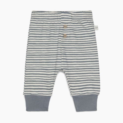 Tiny Kind Printed Organic Cotton Pants - Grey Painted Stripe, 6-9 M