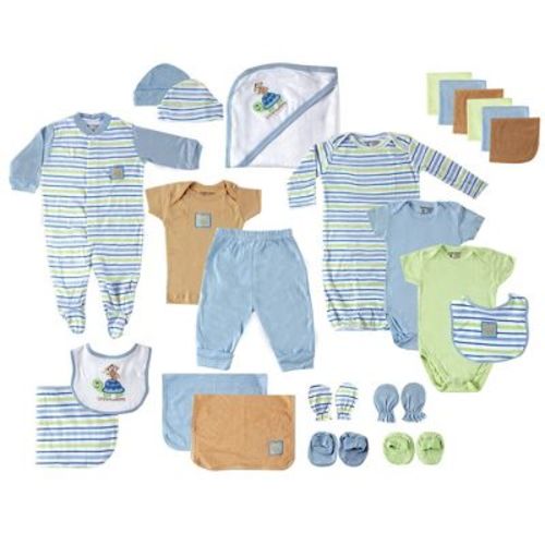 Luvable Friends Baby Boy Layette Gift Cube, Blue Turtle, 0-6 Months