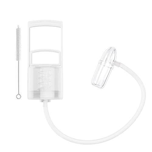 Nasal Aspirator for Baby, Baby Nose Sucker, Booger Sucker with Hand Pump and Non-Invasive Tip to Clear Clogged Passages and Boogers (Translucent White, Standard)