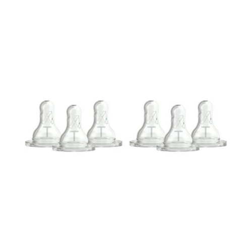 Dr. Brown's Level T Newborn Baby Bottle Nipple, Slower Flow, 6-Pack, Anti-Colic, Easy Clean, 0m+