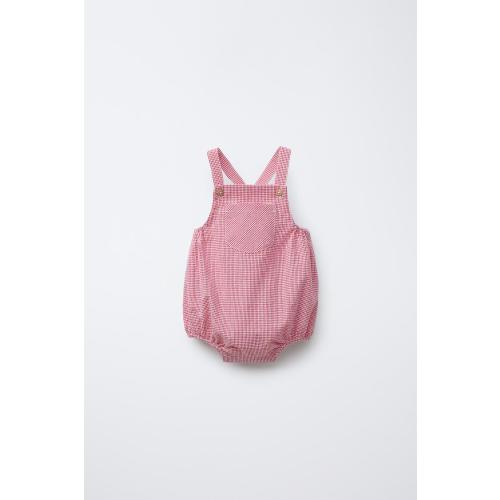 GINGHAM ROMPER - Red / White | ZARA United States