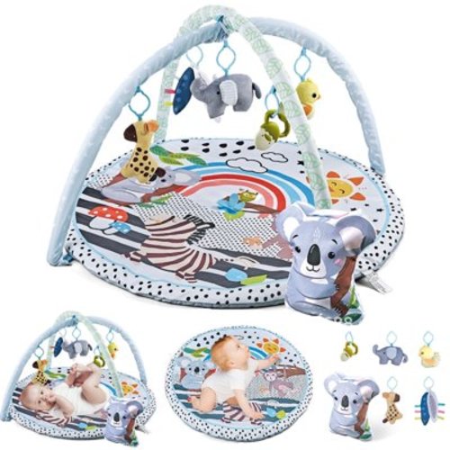 Yabanana Baby Gym Play Mat with Pillow, Hanging Toys and Balls, Infant Baby Activity Gym Tummy Time Mat,Gray