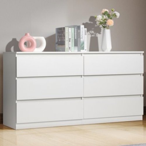 Ktaxon 6 Drawer Double Dresser, Kids Dresser, Nursery Dresser Drawer Organizer, Chest Of Drawers, White