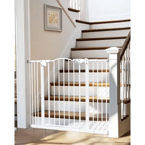 InnoTruth 29-39.6" Baby Gate for Pets, Auto Close Both Sides Dog Gate with One-Hand Opening, 30" Tall Safety Gates for Stairs, Hallways, Bedrooms, Wall Pressure Mount No Drill, White