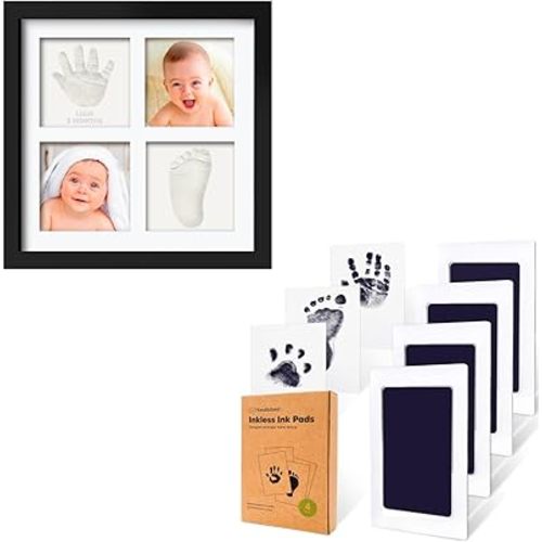 KeaBabies Baby Hand and Footprint Kit and Inkless Hand And Footprint Kit - Baby Footprint Kit, 4-Pack Ink Pad for Baby Hand and Footprints, Baby Hand & Footprint Makers, Dog Paw Print Kit