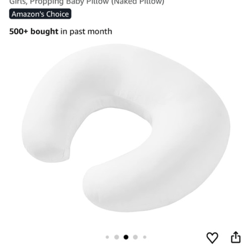 Nursing Pillow- insert only. Positioner, Breastfeeding, Bottle Feeding, Baby Sitting Support, Tummy Time Support for Baby Boys and Girls, Propping Baby Pillow (Naked Pillow)