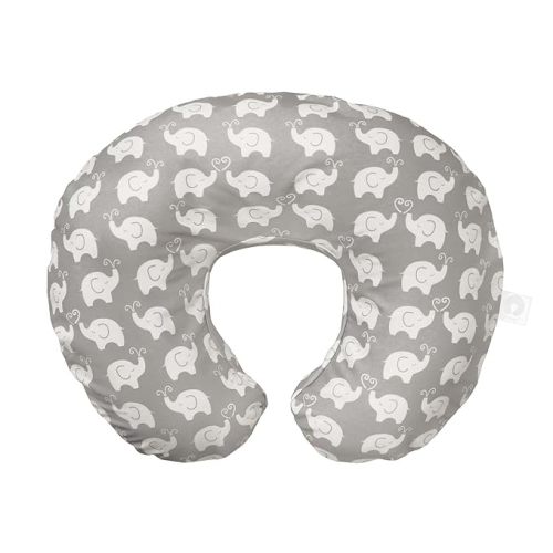 Boppy Nursing Pillow Original Support, Gray Elephant Sprinkles, Ergonomic Nursing Essentials for Bottle and Breastfeeding, Firm Fiber Fill, with Removable Nursing Pillow Cover, Machine Washable