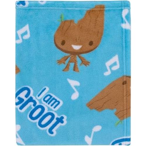 Marvel I Am Groot Blue and Brown Super Soft Baby Blanket