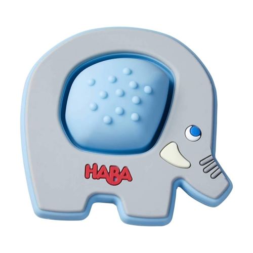 HABA Silicone Teethers for Babies 6-18 Months - Popping Elephant Fidget Toy Silicone Teether Ring and Grasping Toy for Safe Sensory Development - Dishwasher Safe Baby Essentials