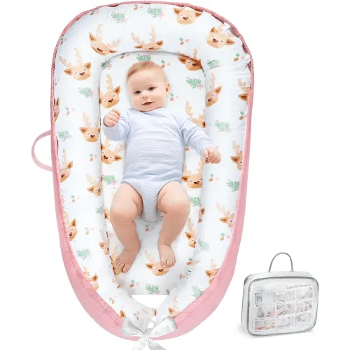 Baby Lounger - Baby Lounger For Newborn, Breathable & Soft Baby Nest Cover Co Sleeping for baby 0-24 Months, Babies Essentials Gifts, Portable Infant Lounger Baby Floor Seat for Home and Travel