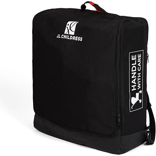 J.L. Childress Compact Travel Stroller Bag for Airplane - Fits Most Compact-Fold Single Baby Strollers, Compatible with UPPAbaby MINU, GB Pockit, Nuna TRVL & More, AirTag Compatible - Black