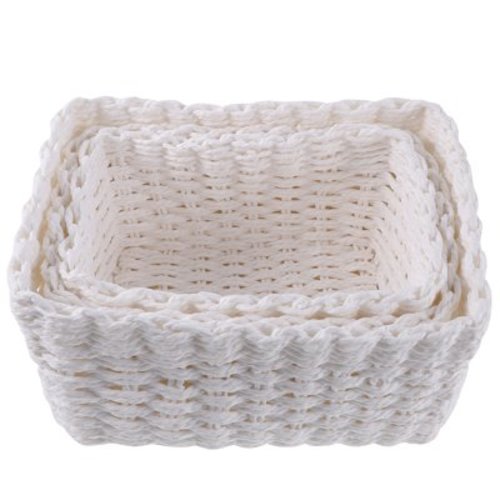unbranded Makeup Basket Small Baskets for Shelves Cube Lid Storage White