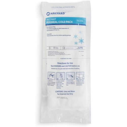 HALYARD Premium Perineal Cold Packs w/Adhesive Strip Postpartum Care Relief Disposable Instant Cold Pack 4 x 11 Inches, Case of 24-51773