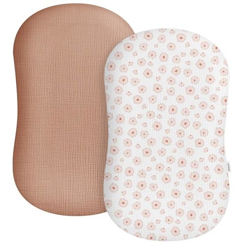 Muslin Baby Lounger Cover 2 Pack, Soft Breathable Newborn Lounger Pillow Cover for Boys Girls Infant