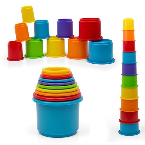 Rainbow Stacking & Nesting Cups Baby Building Set. 10 Pieces.
